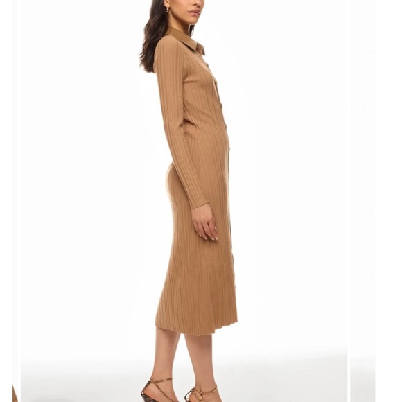 TOCCIN Camel Colored Long Sleeve Button-Down Dress. - Picture 4 of 12